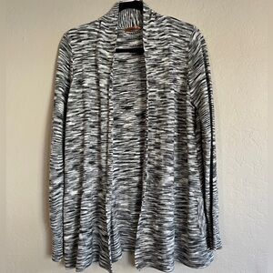 NWT Belldini Wool Blend Open Front Black and White Long Sleeve Cardigan, Size L